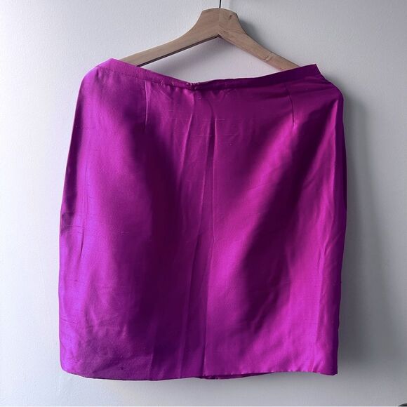 Vintage Rena Lange Fuchsia Silk Skirt Size 12 Barbiecore 80s colorblock pink - Picture 1 of 4